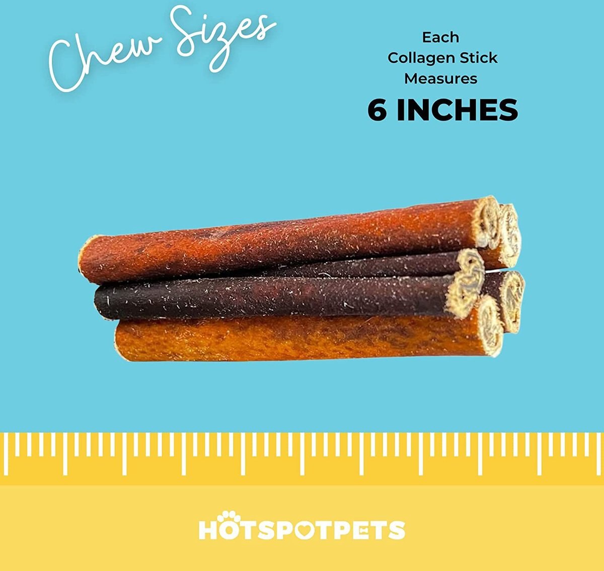 HOTSPOT PETS 6-inch Rawhide Alternative Natural Flavor Beef Collagen Sticks Chews Dog Treats