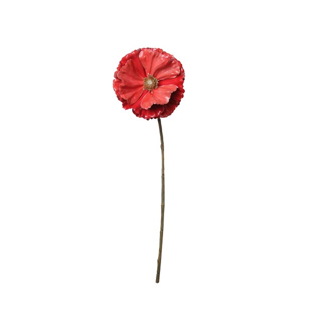 Coral Pink Poppy Artificial Christmas Stem