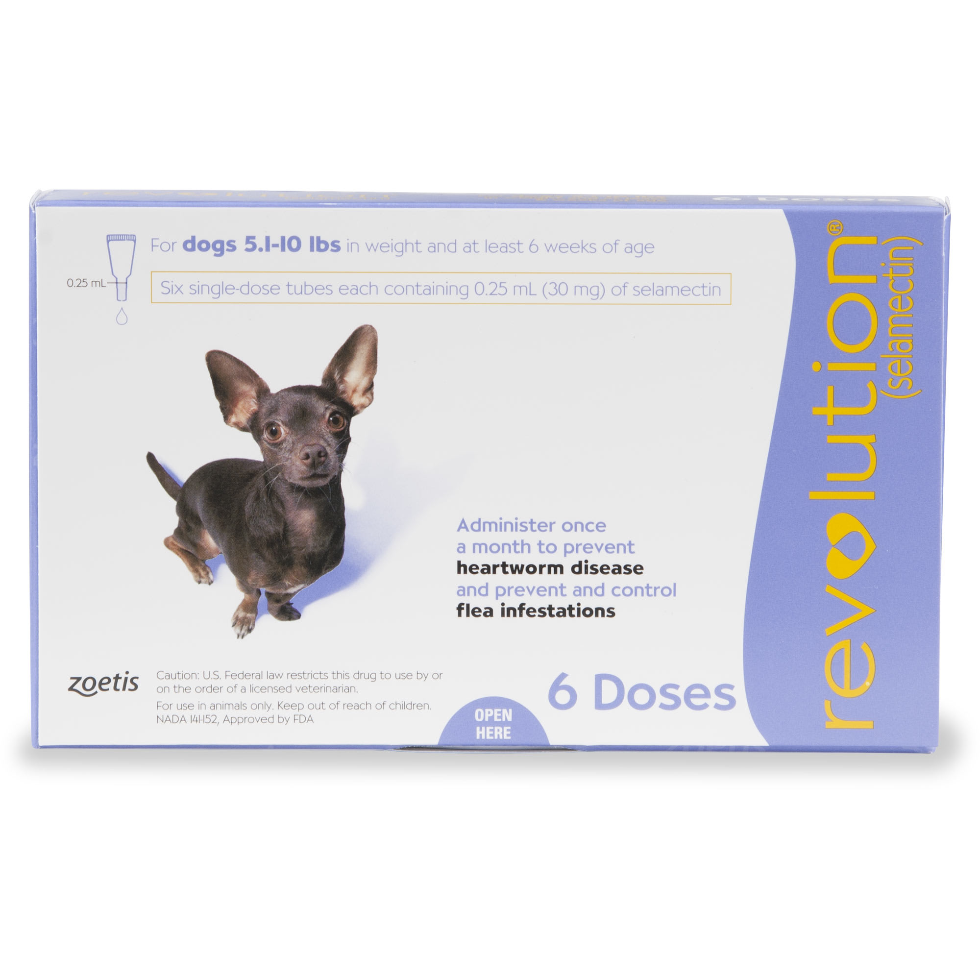 REVOLUTION Topical Solution for Dogs 5.1-10 lbs， 6 Month Supply