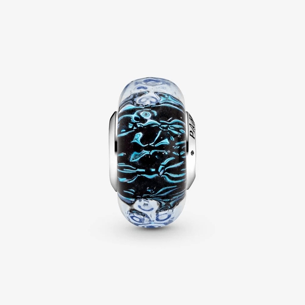 PANDORA  Wavy Dark Blue Murano Glass Ocean Charm