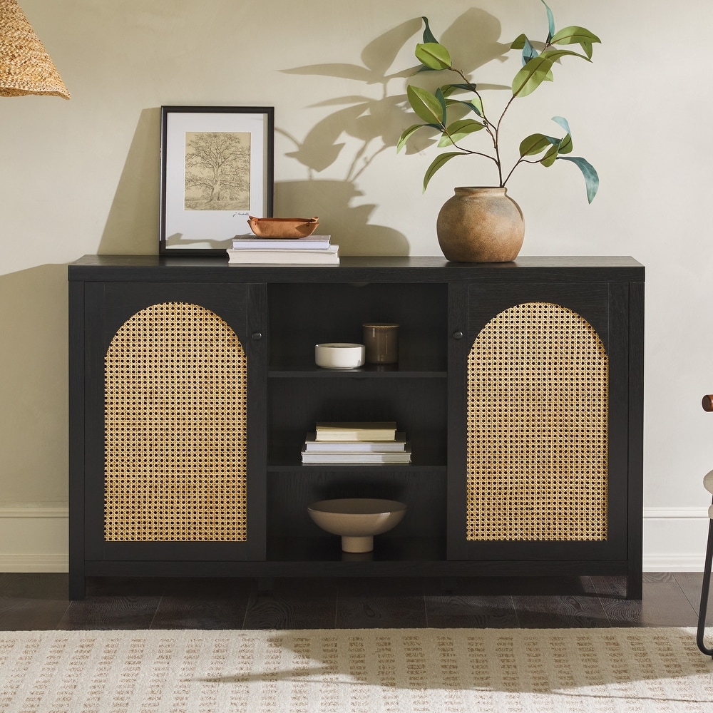 Middlebrook Designs 2 Door 58 inch Sideboard with Arched Rattan Panels