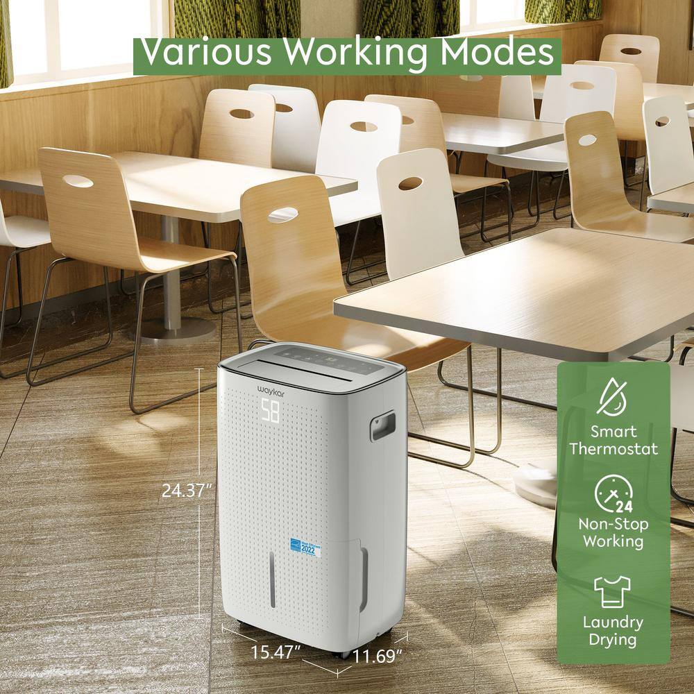 waykar 150-Pint Energy Star Dehumidifier with Tank Ideal for Basements Industrial Spaces and Workplaces Up to 7000 sq. ft. HDCX-JD026C150