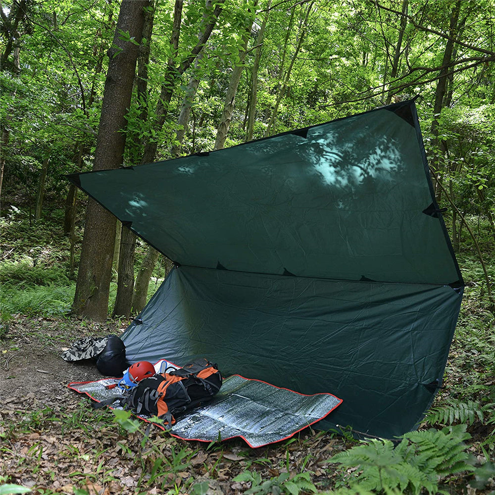 "Hammock Tarp, Waterproof Hammock Tent - Rain Tarp for Camping Hammock - Camping Gear Must Haves w/ Easy Set Up Including Floor Nails ,Ropes and Carry Bag - Blue"