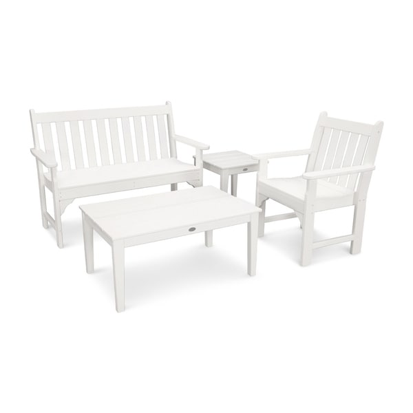 POLYWOOD Vineyard 4Piece Outdoor Bench，Chair，and Table Set