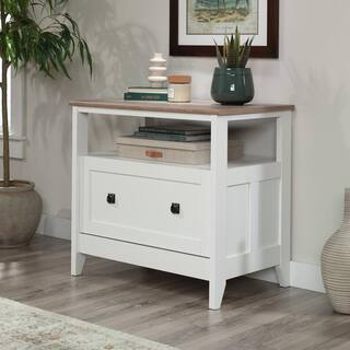 SAUDER August Hill Soft White Decorative Lateral File Cabinet with Full Extension Drawer Slides 430760