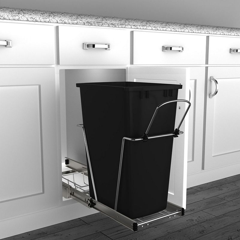 Rev-a-shelf Pull Out Trash Can 35 Qt For Kitchen Cabinets， Black， Rv-12kd-18c S