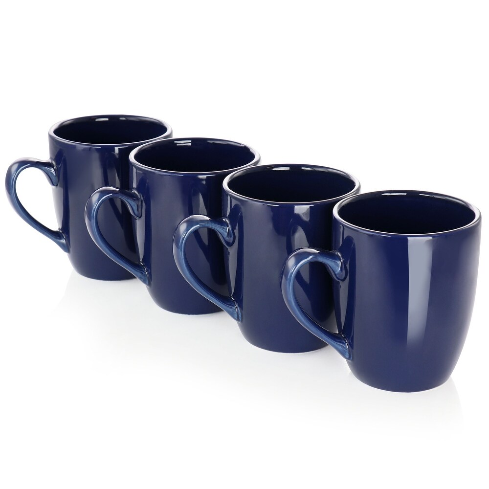 Simply Essential 4 Piece Stoneware 14.4oz Coffee Mug Set in Navy Blue