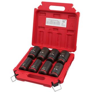 MW SHOCKWAVE 34 in. Drive SAE Deep Well Impact 6 Point Impact Socket Set (8-Piece) 49-66-7018