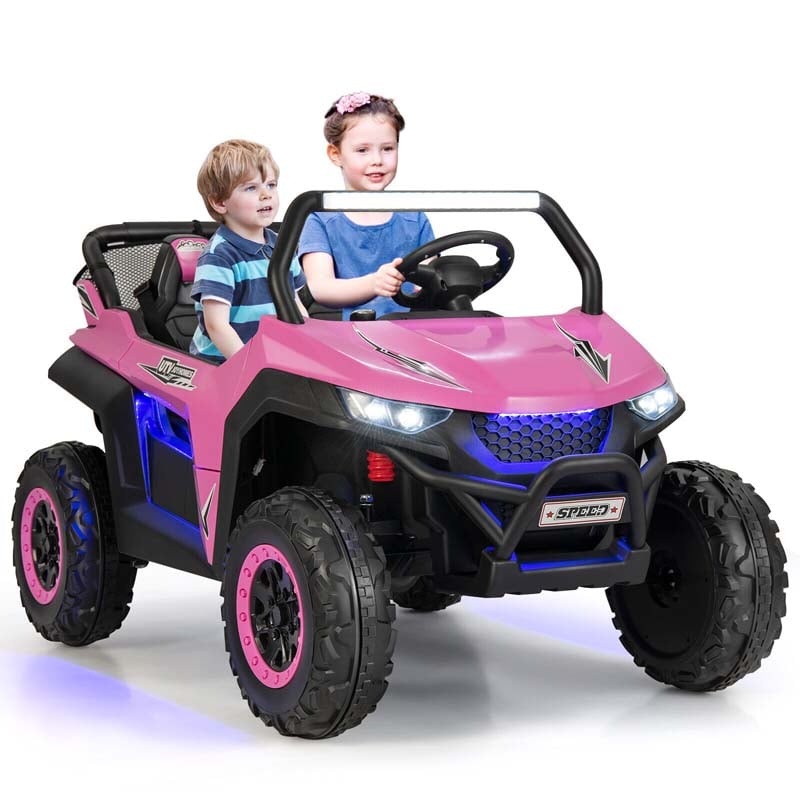 12V 2-Seater Kids Ride On UTV Car, Battery Powered RC Electric Vehicle with Lights & Music