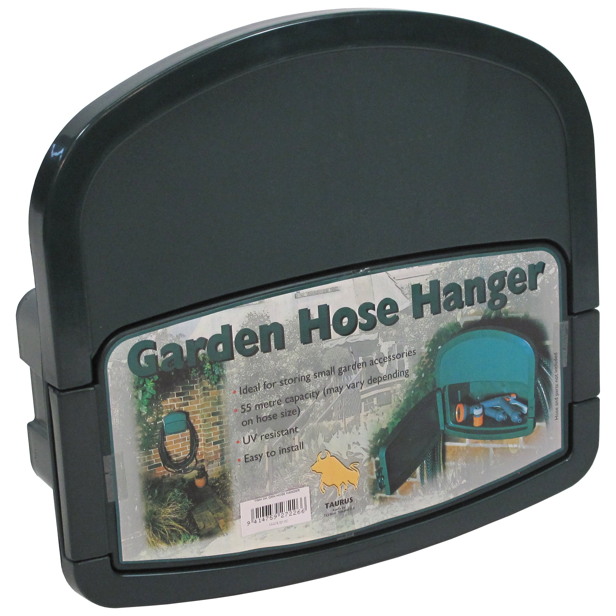 Garden Hose Hanger with Storage Compartment， Green