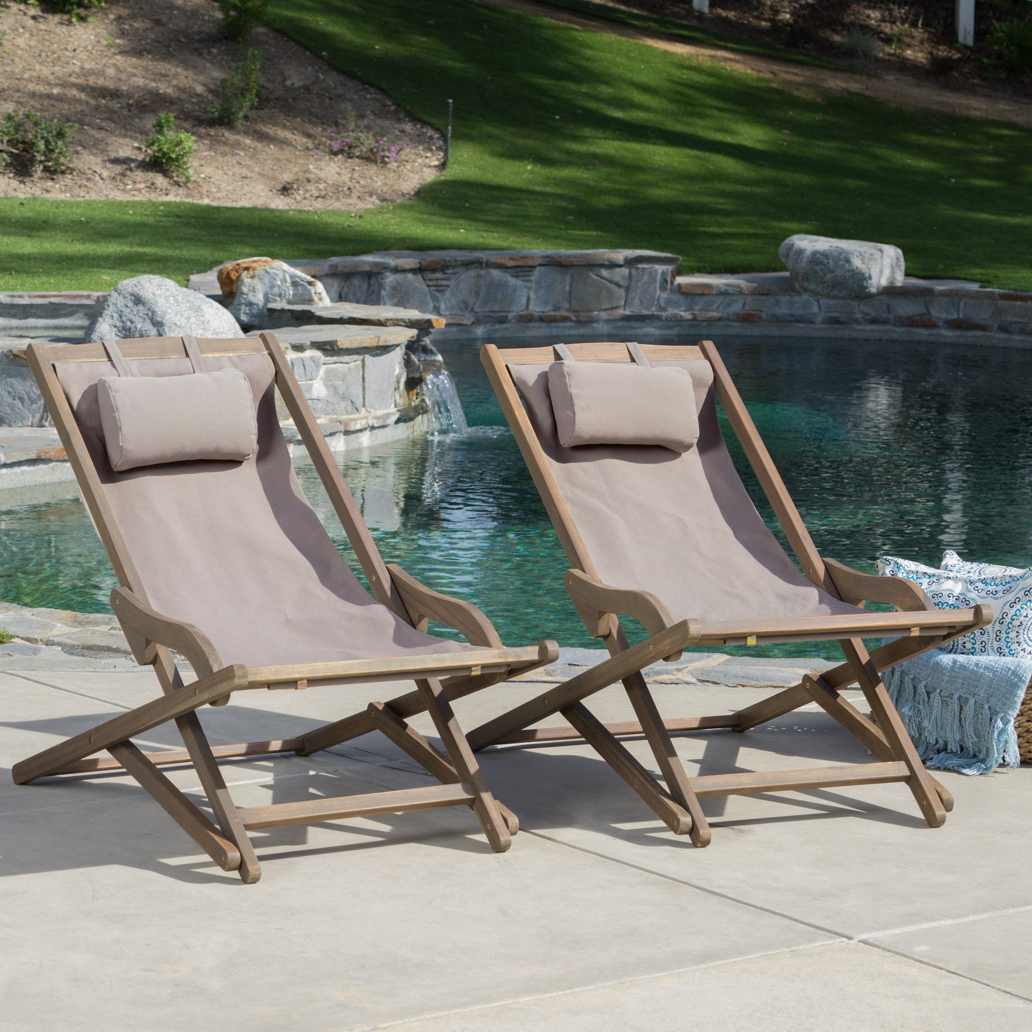 Northland Outdoor Wood and Canvas Sling Chair (Set of 2)