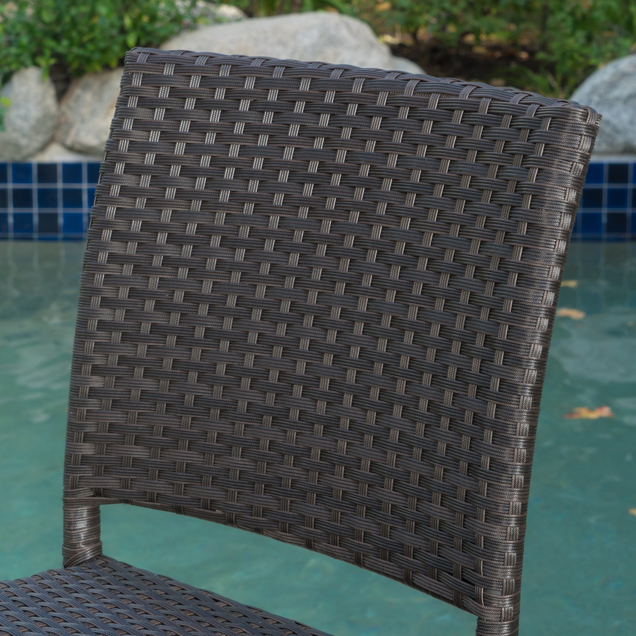 Sandy Hook 29-Inch Outdoors Dark Brown Wicker Barstools (Set of 4)