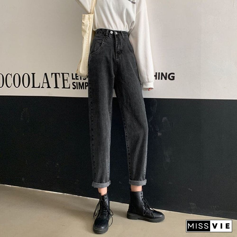 Woman Jeans High Waist Clothes Wide Leg Denim Clothing Blue Streetwear Vintage Quality Fashion Harajuku Straight Pants