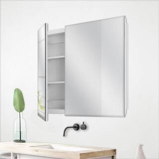 Glacier Bay 30 in. x 26 in. Frameless Recessed or Surface-Mount Bi-View Medicine Cabinet with Mirror 83010