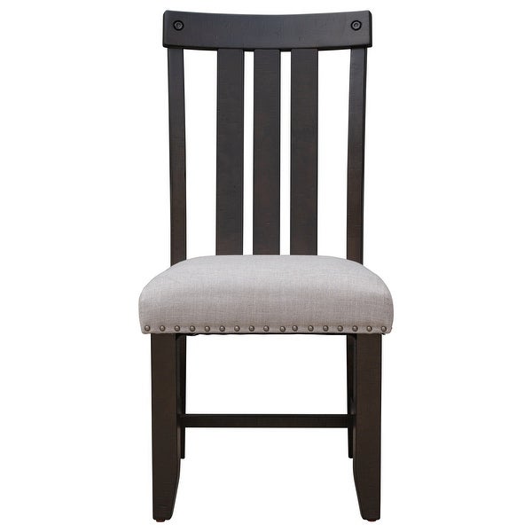 Upholstered Dining Chairs with Sliver Nails and Wood Legs， Set of 4