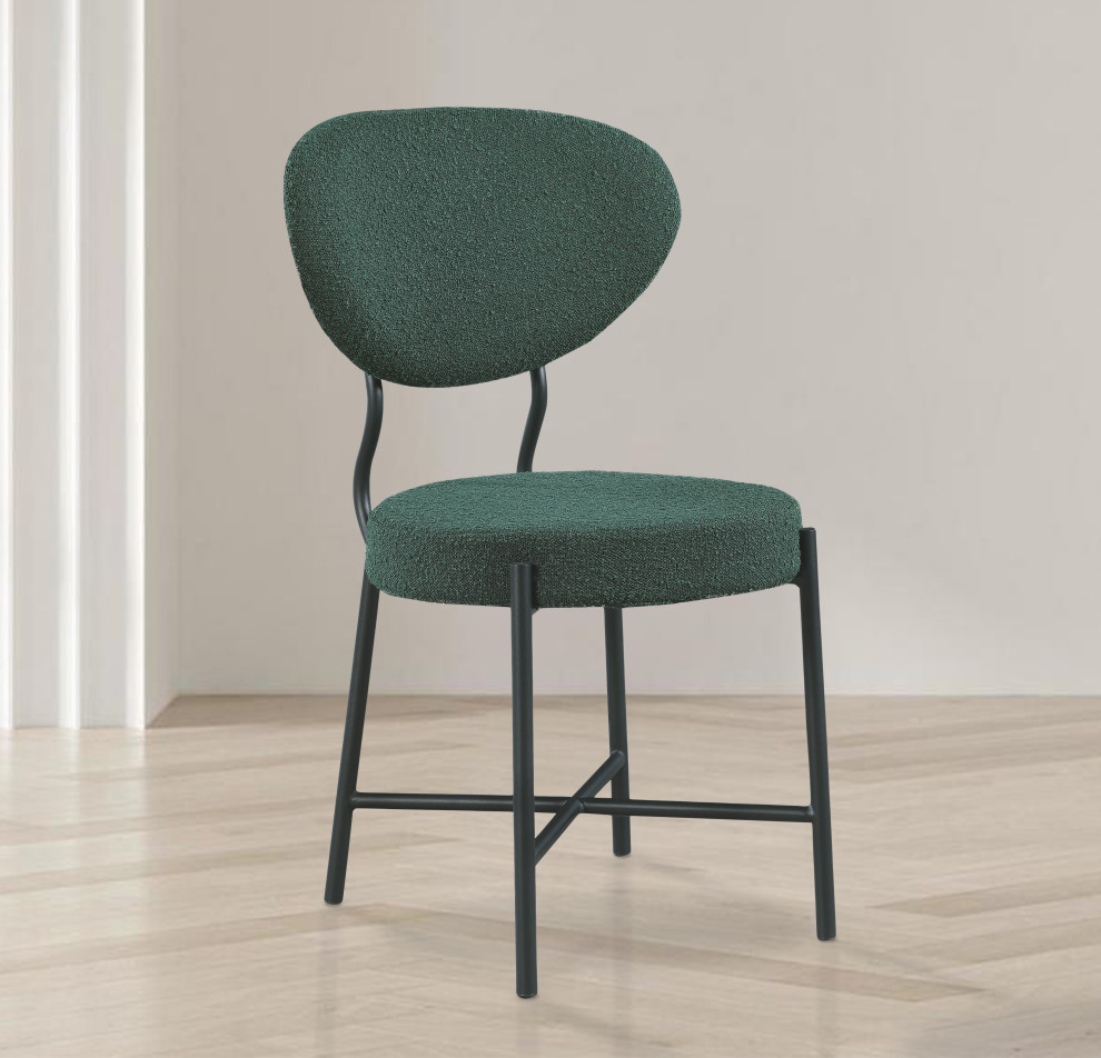 ure Boucle Fabric Upholstered Dining Chair  Set of 2   Contemporary   Dining Chairs   by Meridian Furniture  Houzz