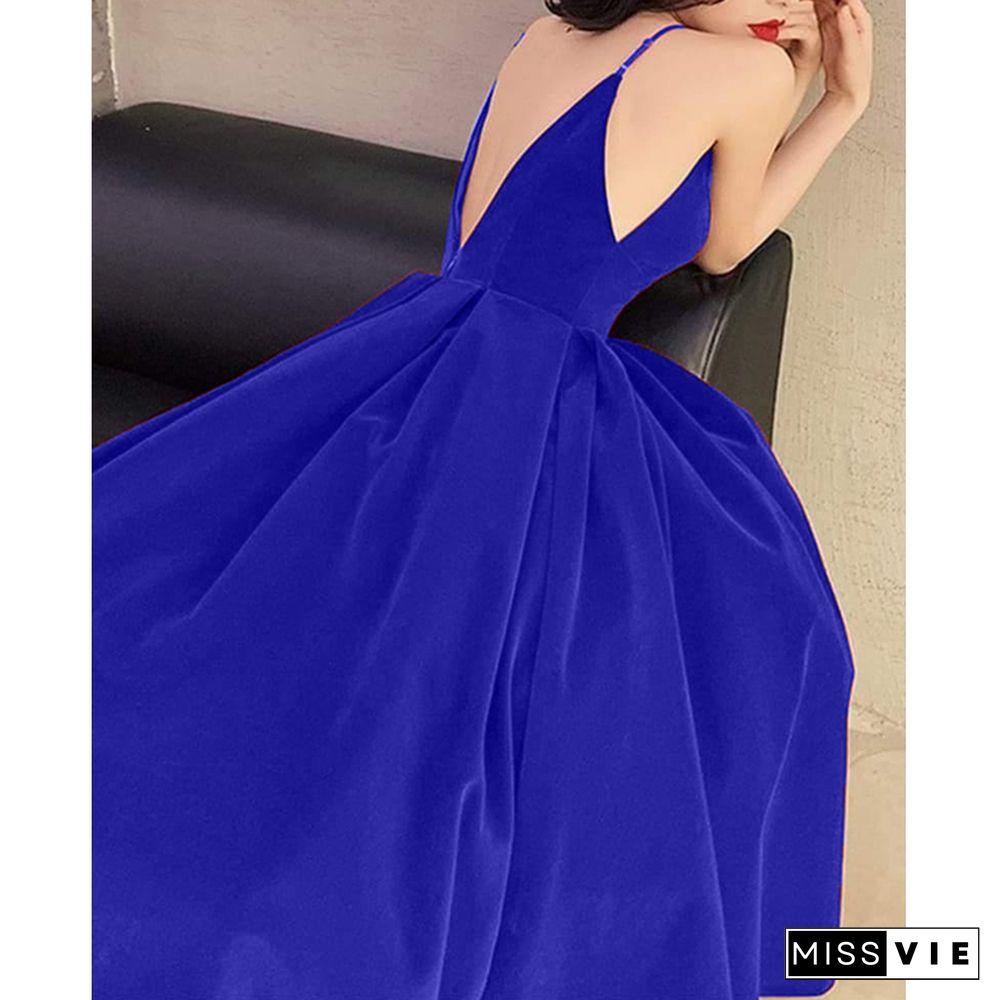 A Line Minimalist Elegant Evening Party Wear Formal Dress V Neck Sleeveless Floor Length Velvet With Sleek Celebrity Prom