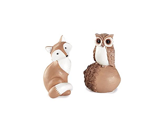 The Lakeside Collection Harvest Season Carved look Decorative Fox And Owl Figurine Set Of 2 2 Pieces