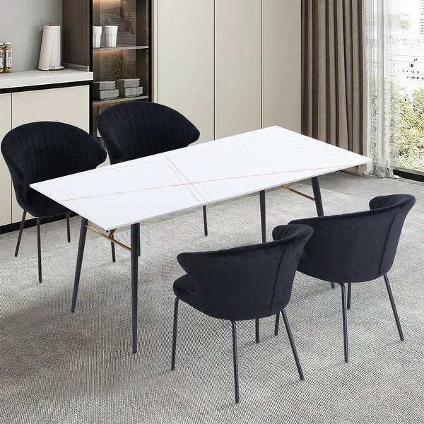 Williamspace Ceramic Dining Table with Marble Pattern