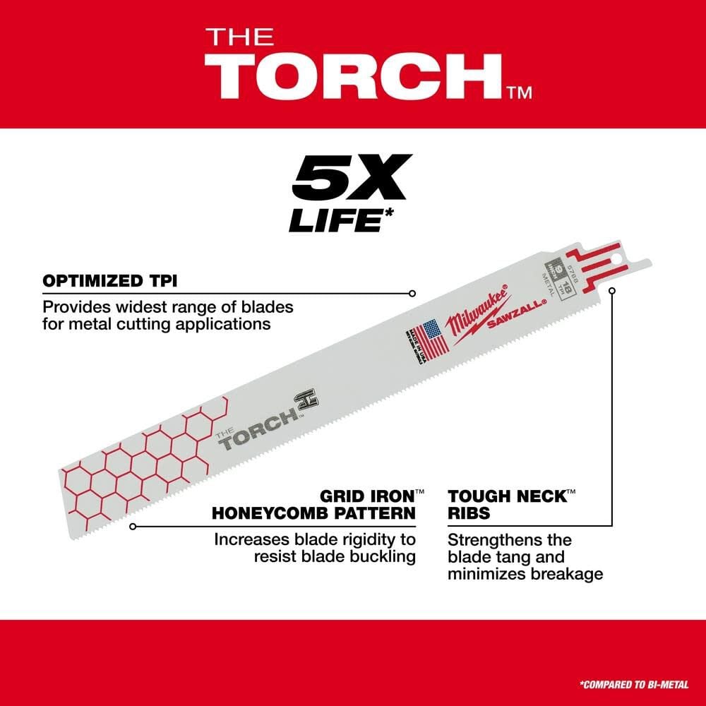 Milwaukee 6 in. 10 TPI THE TORCH SAWZALL Blades 25PK 48-00-8712 from Milwaukee