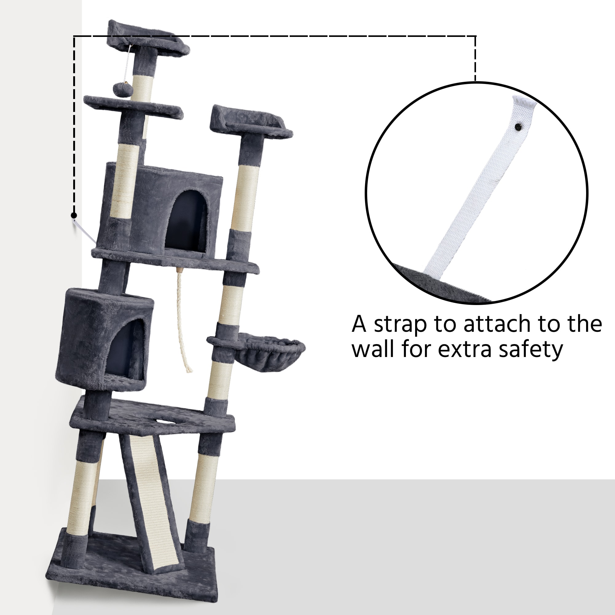 Topeakmart Dark Gray Large Cat Tree Tower， 79