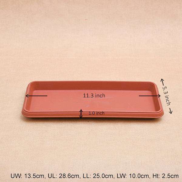 11.2 inch (28 cm) Rectangle Plastic Plate for 11.8 inch (30 cm) Bello Window Planter No. 30 Pot (Terracotta Color) (set of 3)