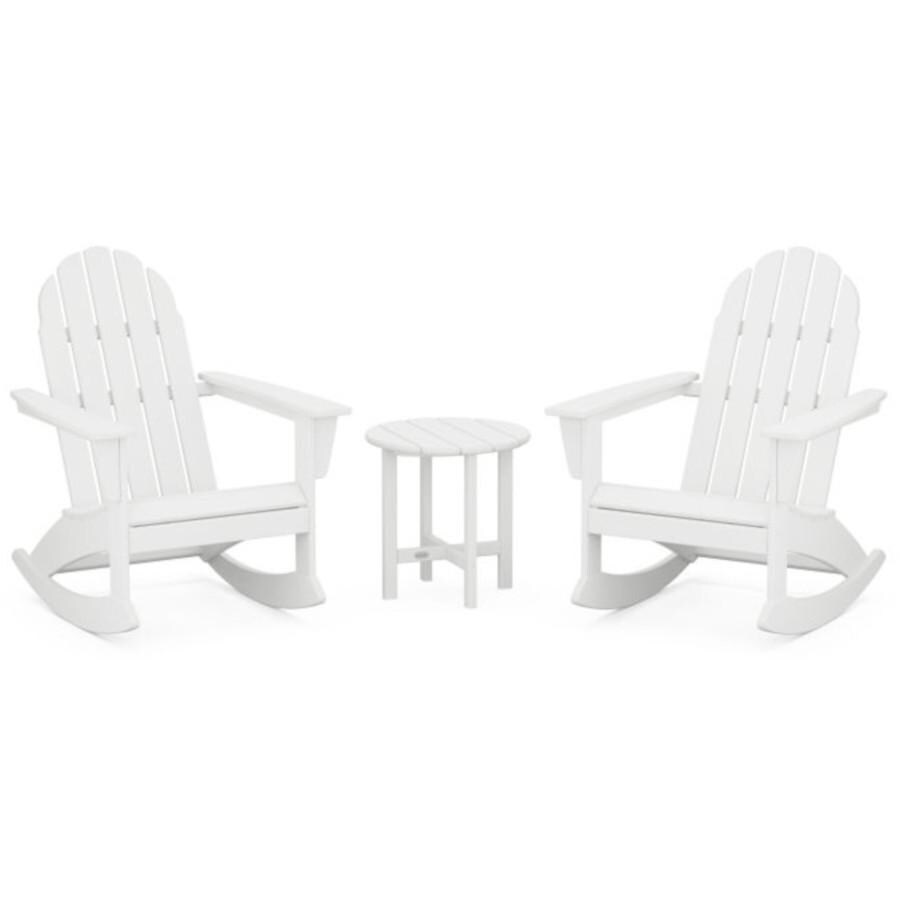 POLYWOOD Vineyard 3-Piece Adirondack Rocking Chair Set in White