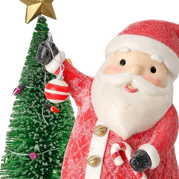 9 Resin Village Santa With Sisal Tree