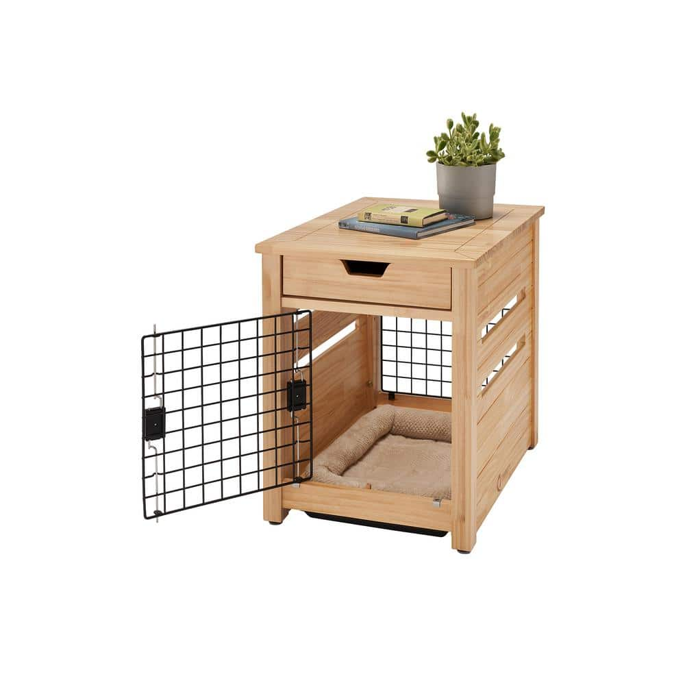 TRINITY 18 in. Pet Crate End Table w/Drawer - Natural TSKLNA-3402