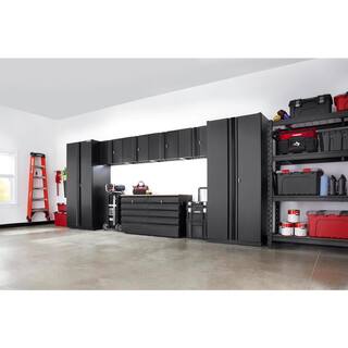 Husky 8-Piece Heavy Duty Welded Steel Garage Storage System in Black (184 in. W x 81 in. H x 24 in. D) HTC822040