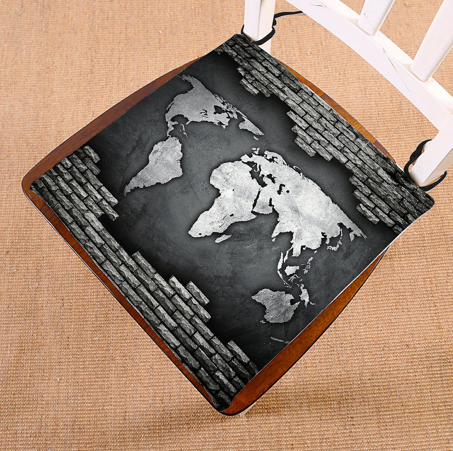 World Map Chair Pad， Brick Seat Cushion Chair Cushion Floor Cushion 40x40 Cm