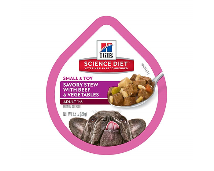 Hills® Science Diet® Adult Small and Toy Breed Savory Stew Beef and Vegetables Dog Food， 3.5 oz. Tray