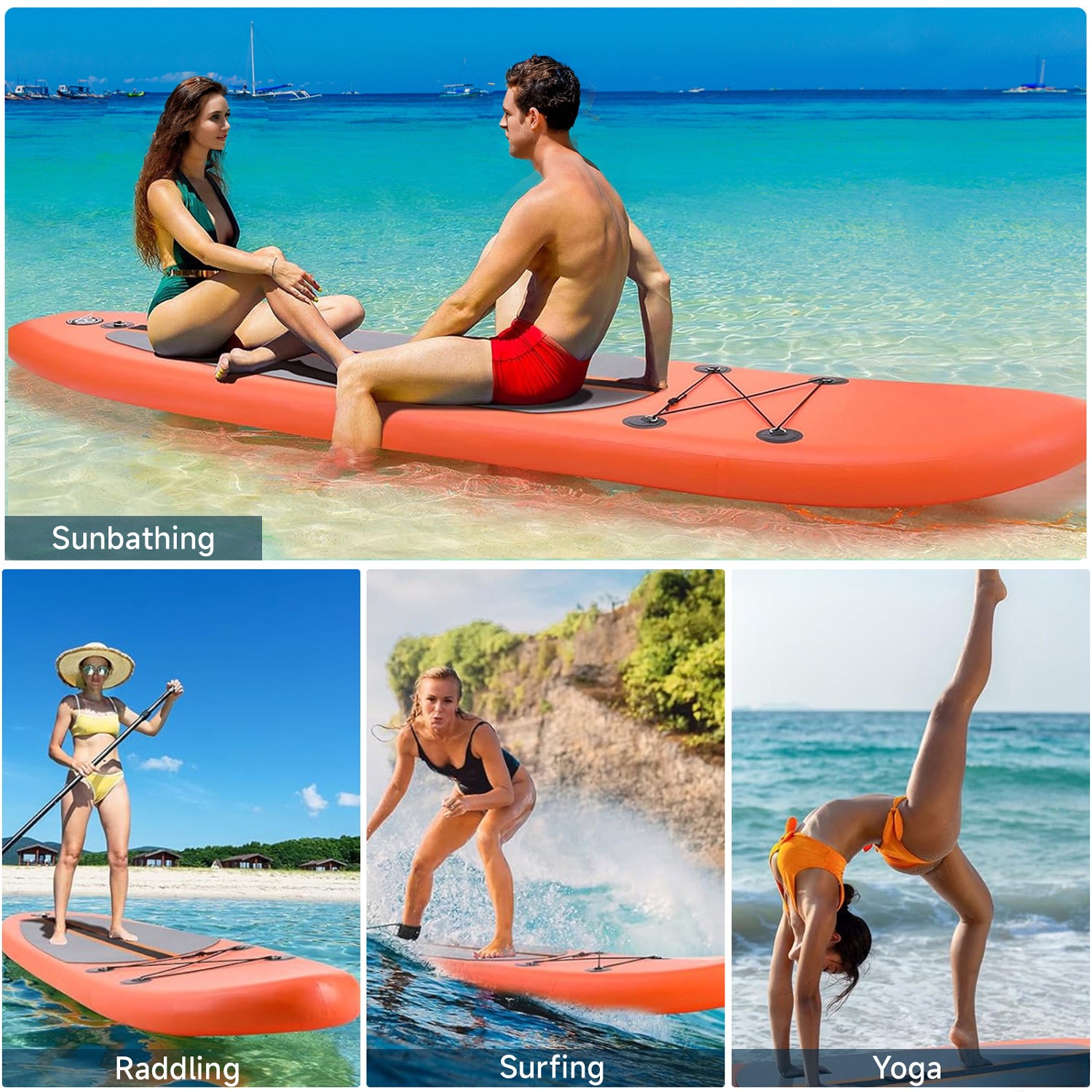 10FT Inflatable Paddleboard with Double Action Pump,  Adjustable Paddle, SUP Accessories and Carry Bag