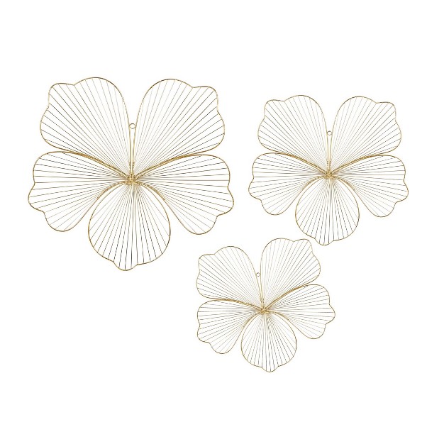 Metal Floral Wall Decor Set Of 3 Gold Cosmoliving By Cosmopolitan