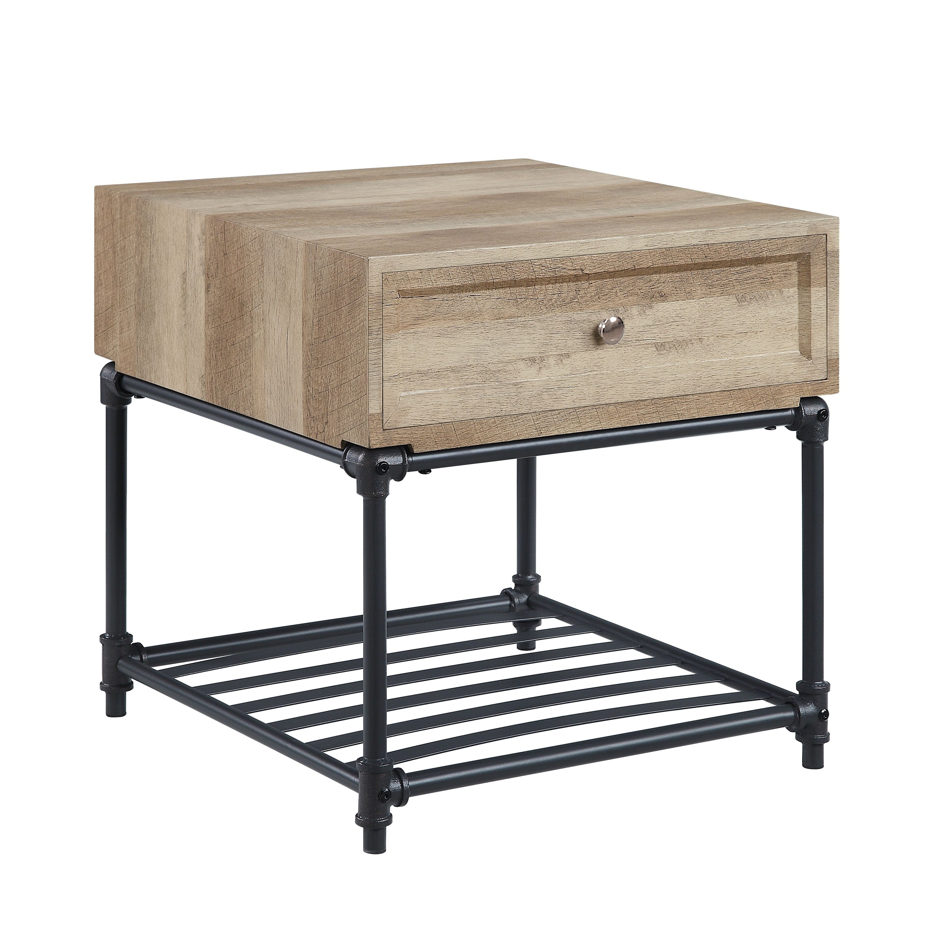 ACME Brantley Square End Table in Oak and Sandy Black