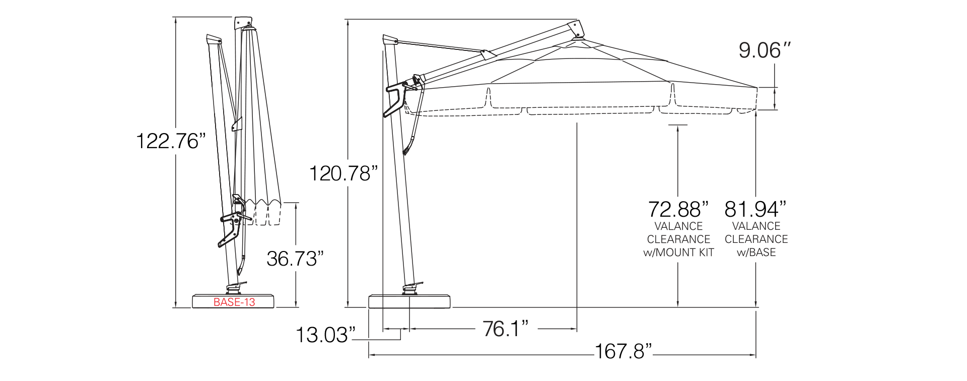 Treasure Garden 11' AKZ Plus Cantilever Umbrella Octagon Series