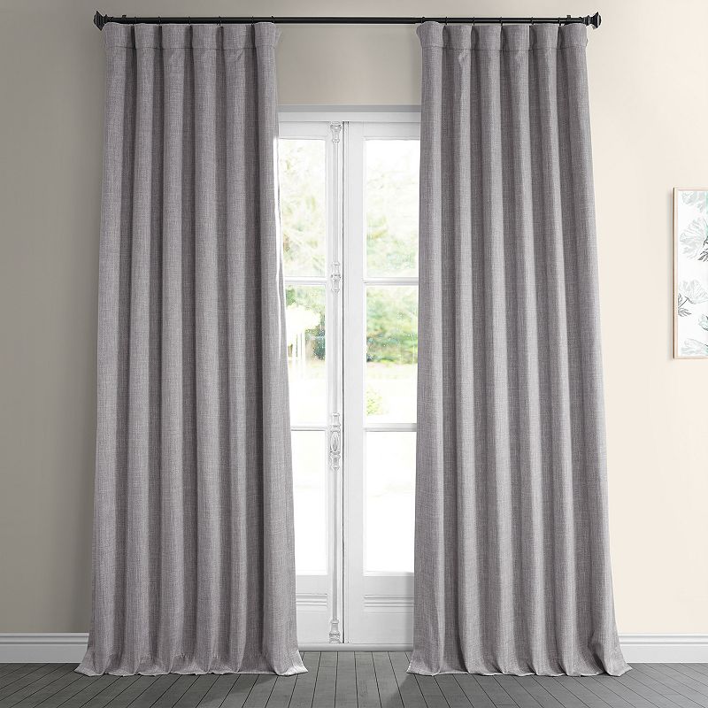 EFF 1-Panel Solid Faux-Linen Window Curtain