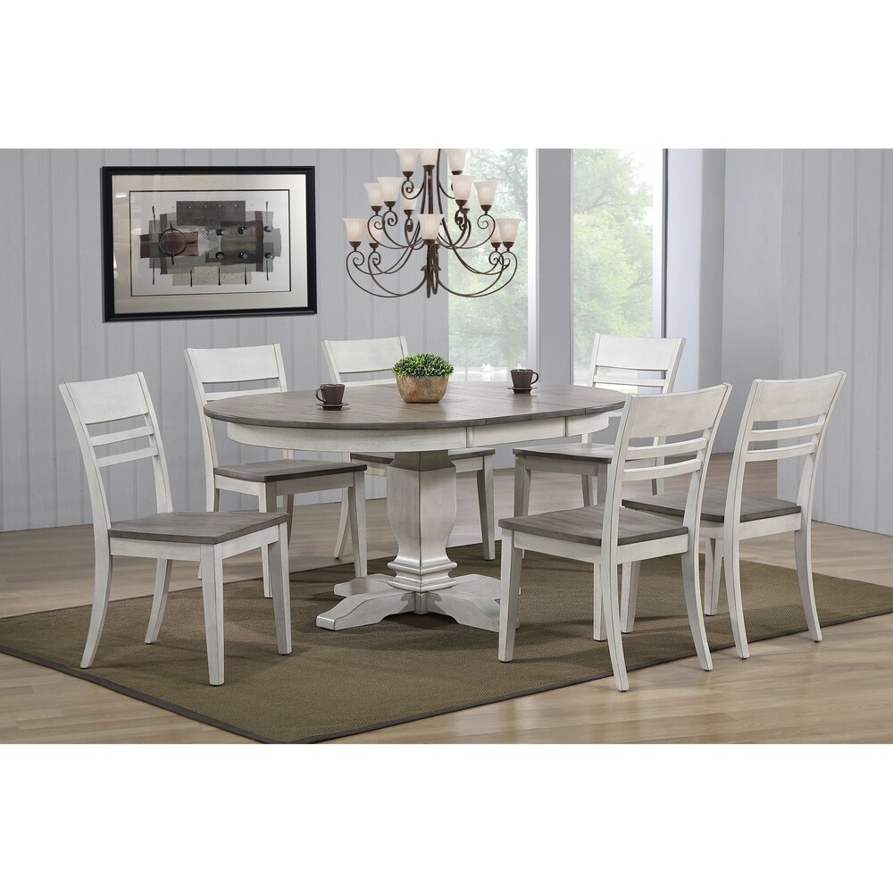 The Gray Barn Avalon 7 piece Transitional Dining Set in Stormy White and Ash