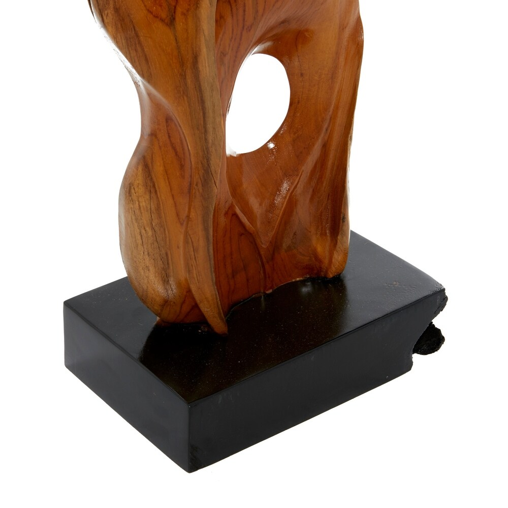 Brown Teak wood Contemporary Sculpture Abstract 24 x 10 x 7   10 x 7 x 24