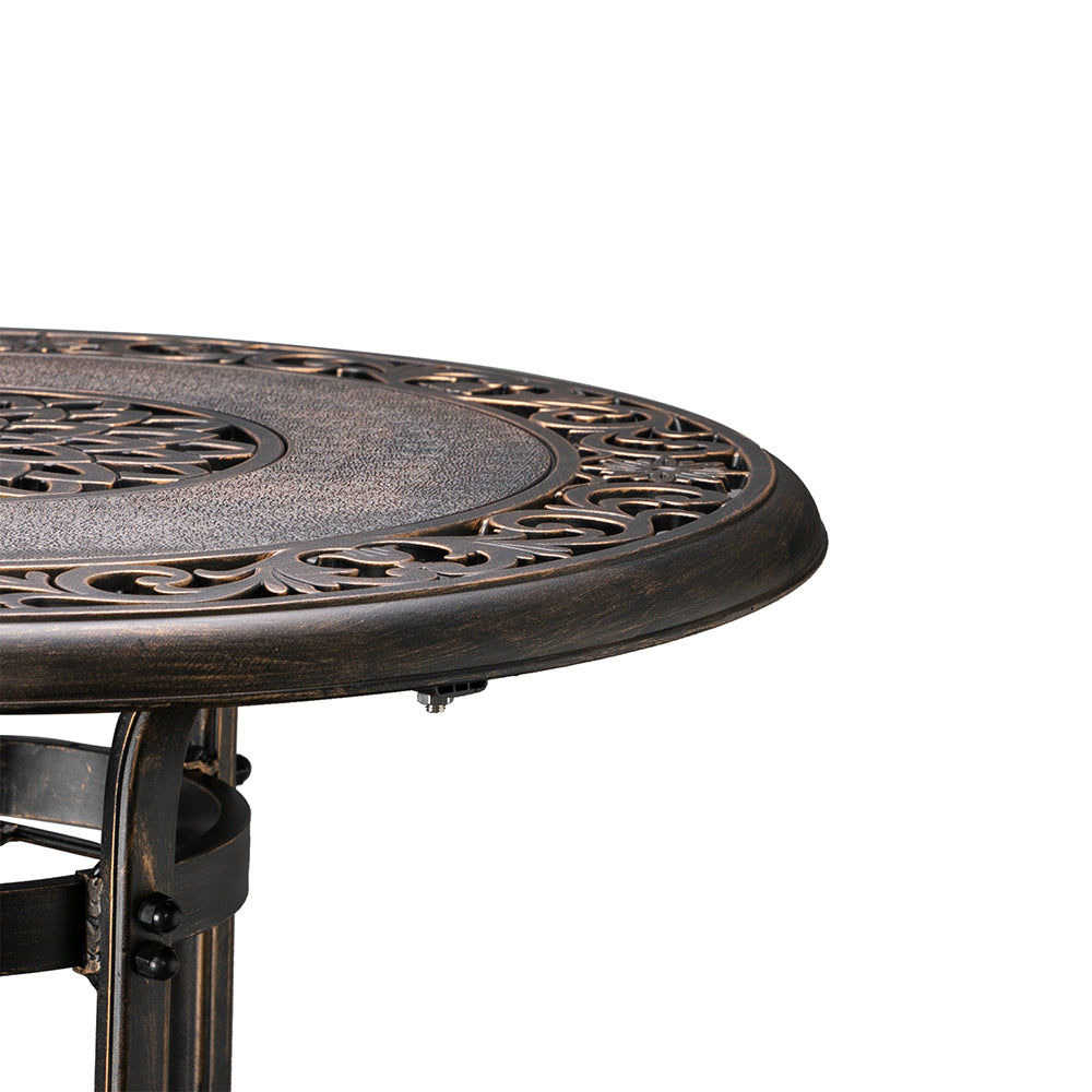 Zimtown 32" Patio Table with Umbrella Hole, Outdoor Round Cast Aluminum Bistro Table -Bronze