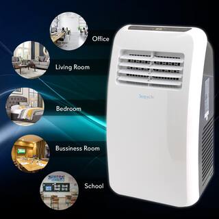 SereneLife 8000 BTU (4000 BTU DOE) Portable 3-in-1 Floor Air Conditioner with Dehumidifier in White for Rooms Up to 225 Sq. Ft SLPAC8