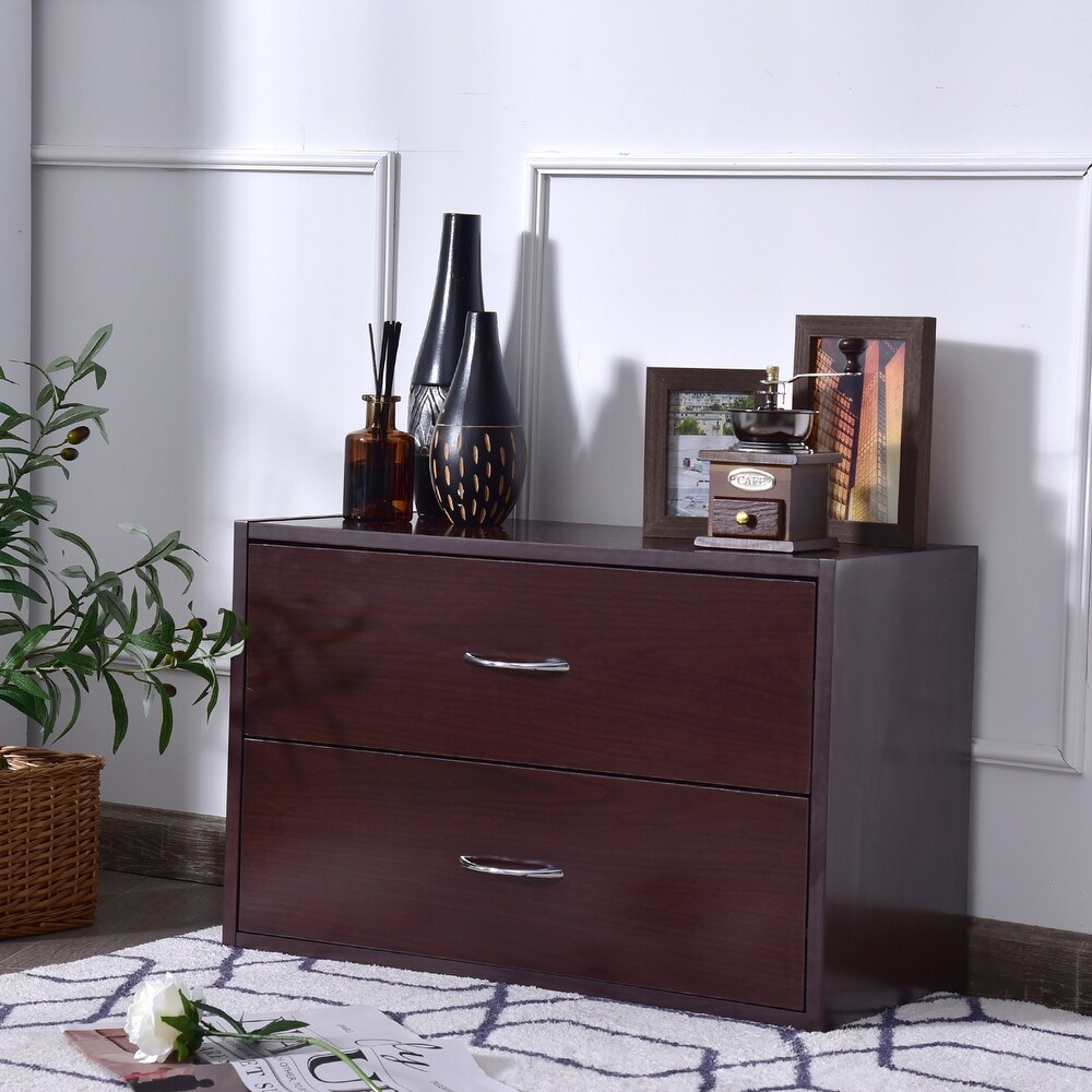 2 Drawer Dresser Stackable Storage Cabinet Multifunctional End Table