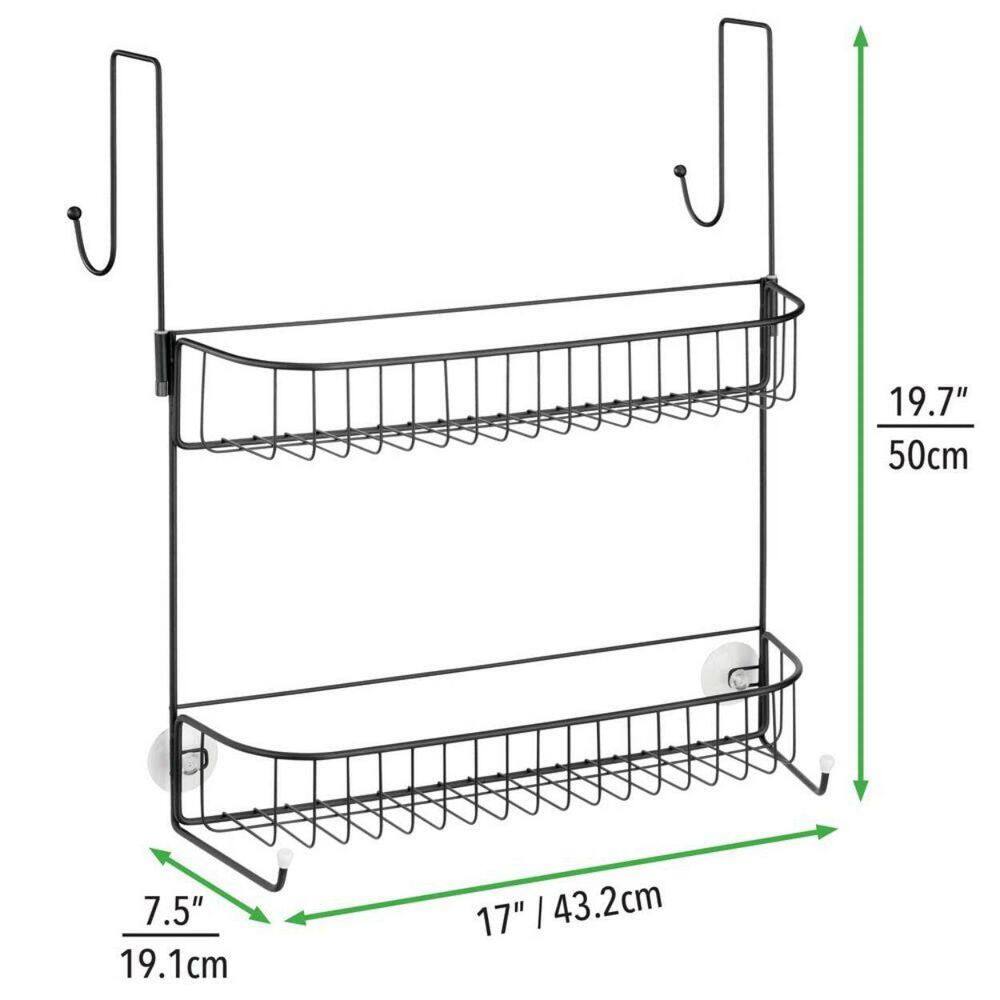 Dracelo Black Extra Wide Metal Wire Over The Bathroom Shower Door Caddy Hanging Storage Organizer B07MDYTTY6