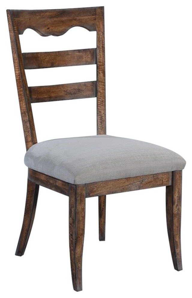 Side Chair Dining Portico Rustic Pecan Wood  Swedish Moss Accents   Transitional   Dining Chairs   by EuroLuxHome  Houzz