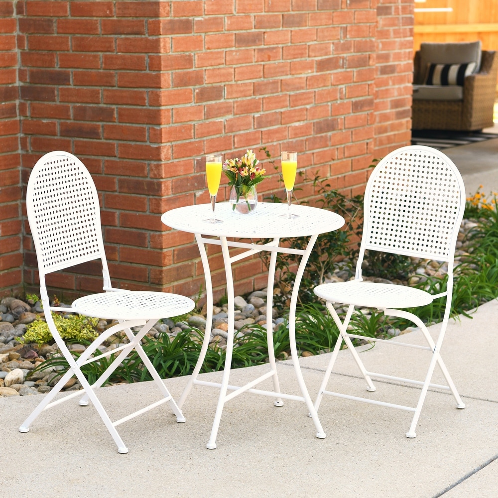 Outdoor Bistro Patio Set with Table and 2 Folding Chairs