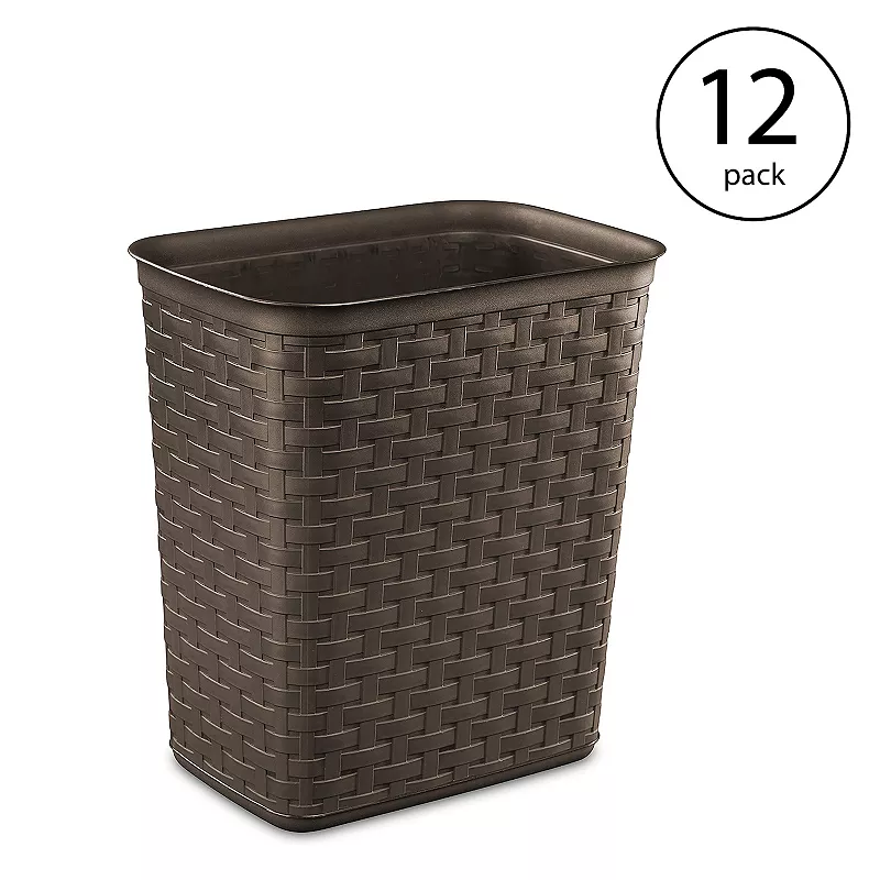 Sterilite Weave 3.4 Gallon Plastic Home and Office Wastebasket Trash Can (12 Pack)