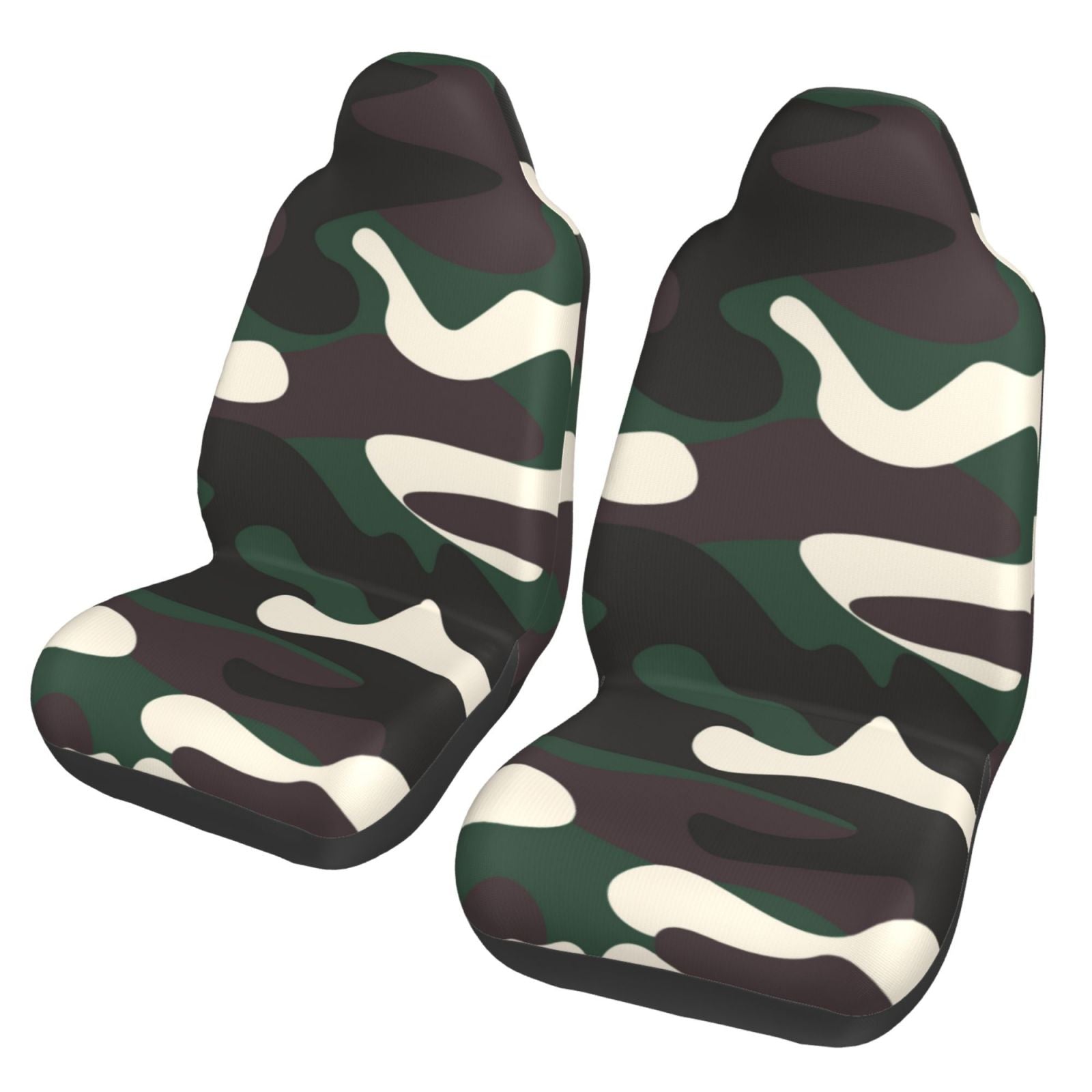 LNWH Car Seat Covers， Green Camouflage Car Interior Seat Covers - Universal Fit Most Cars， SUV， Trucks， 2pcs Car Seat Protectors