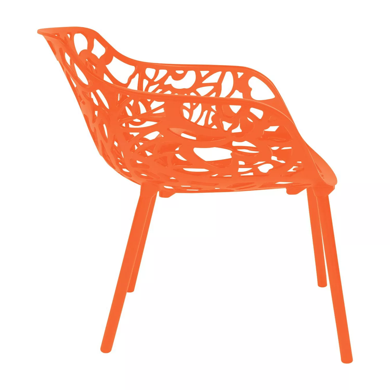 LeisureMod Modern Devon Aluminum Outdoor Accent Armchair， Set of 2 - Orange