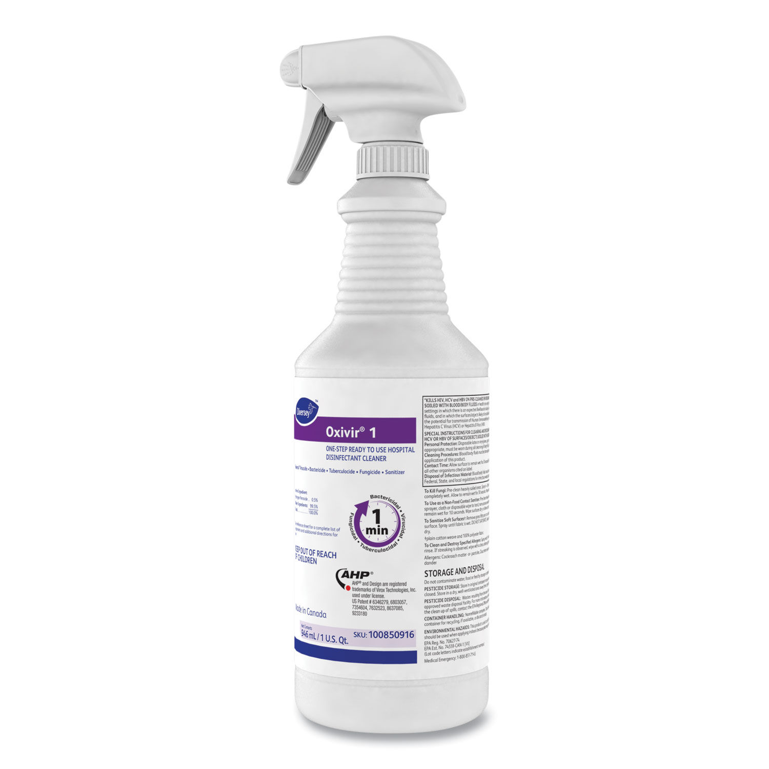 Oxivir 1 RTU Disinfectant Cleaner by Diverseyandtrade; DVO100850916