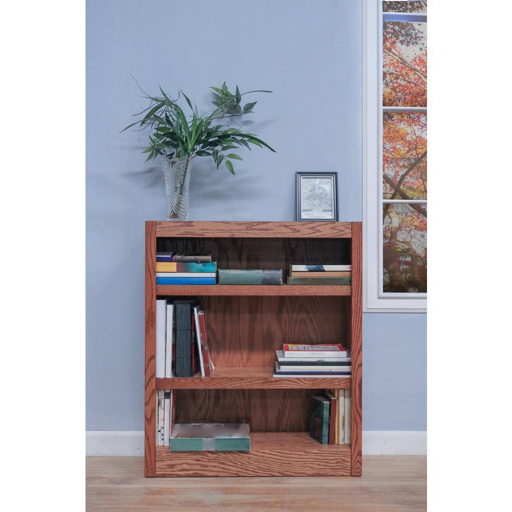 Concepts In Wood 36 in. Dry Oak Wood 3-shelf Standard Bookcase with Adjustable Shelves MI3036-D